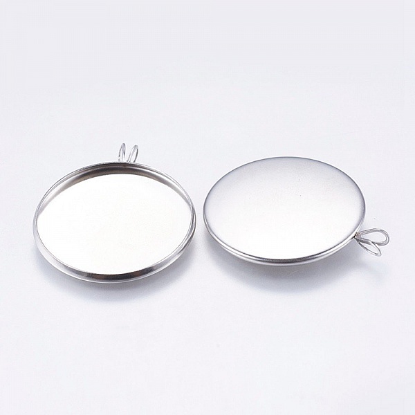 Cabochonh&aring;llare 25 mm Silver Antique, rostfritt st&aring;l