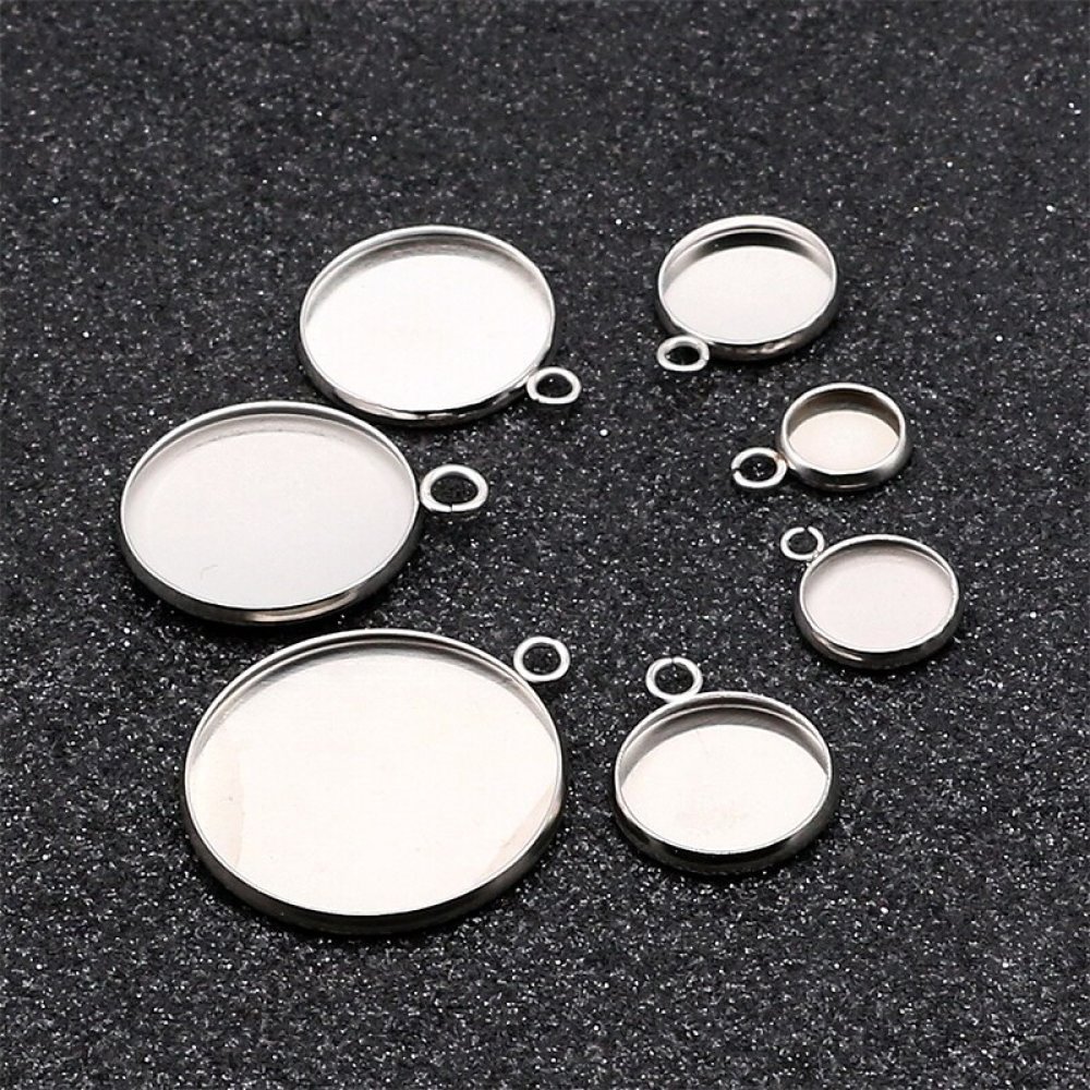 Rund cabochonhållare 16 mm Rostfritt stål N°05 Öppen ring