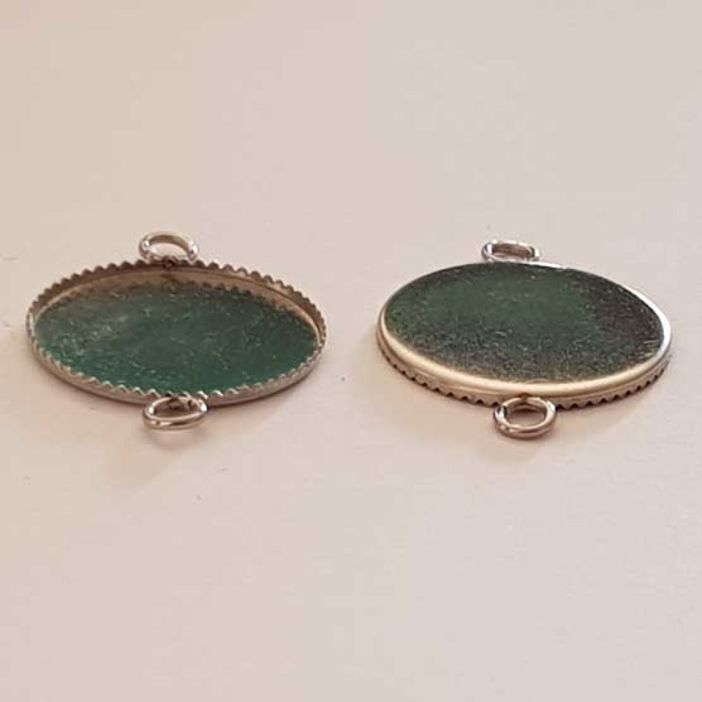 Rund cabochonhållare 18 mm Rostfritt stål 2 ringar