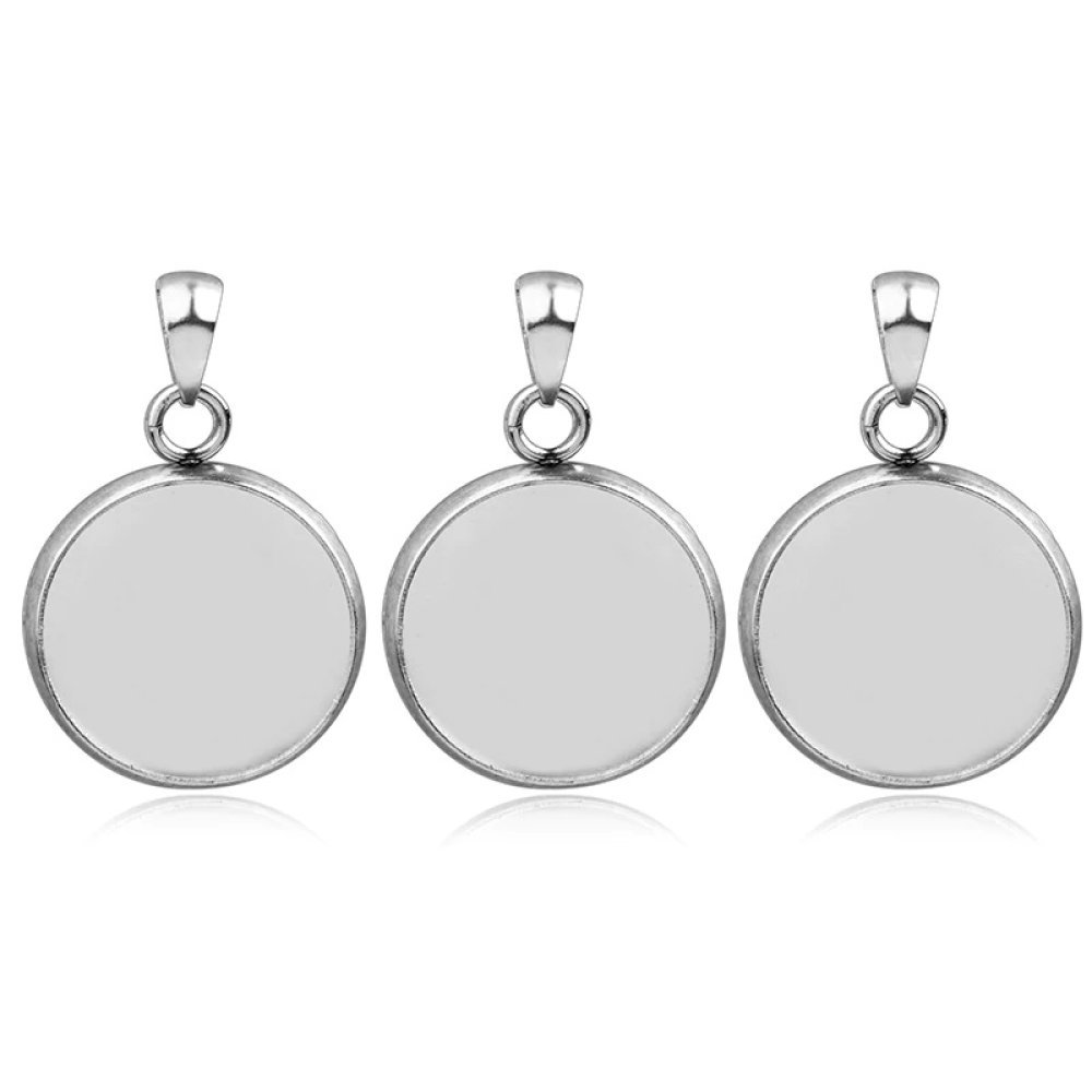 Rund cabochonhållare 18 mm Rostfritt stål N°04