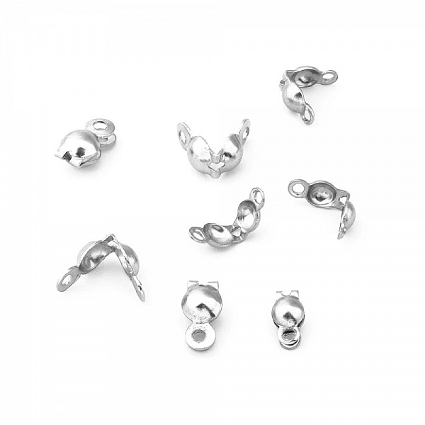 X 10 perles cache n&oelig;ud fermoir acier inoxydable 8 x 4 mm