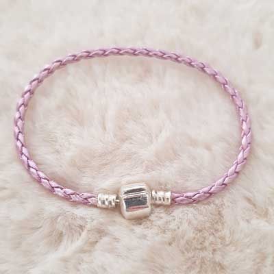 Europeiskt flätat klipparmband vanligt 02 FRÅN 15 TILL 23 CM lila silver