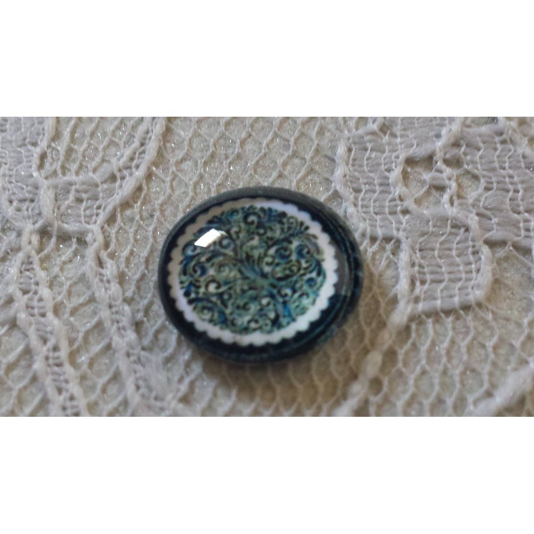 glas cabochon rund 12mm blomma 030 