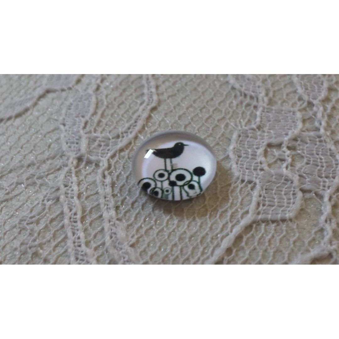 rund glas cabochon 10mm fåglar 018 