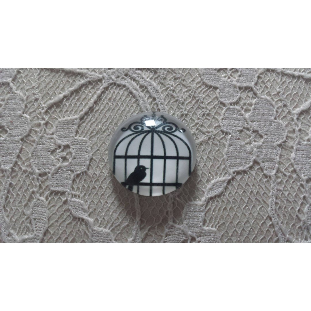 cabochon runda glas 10mm fåglar 007 