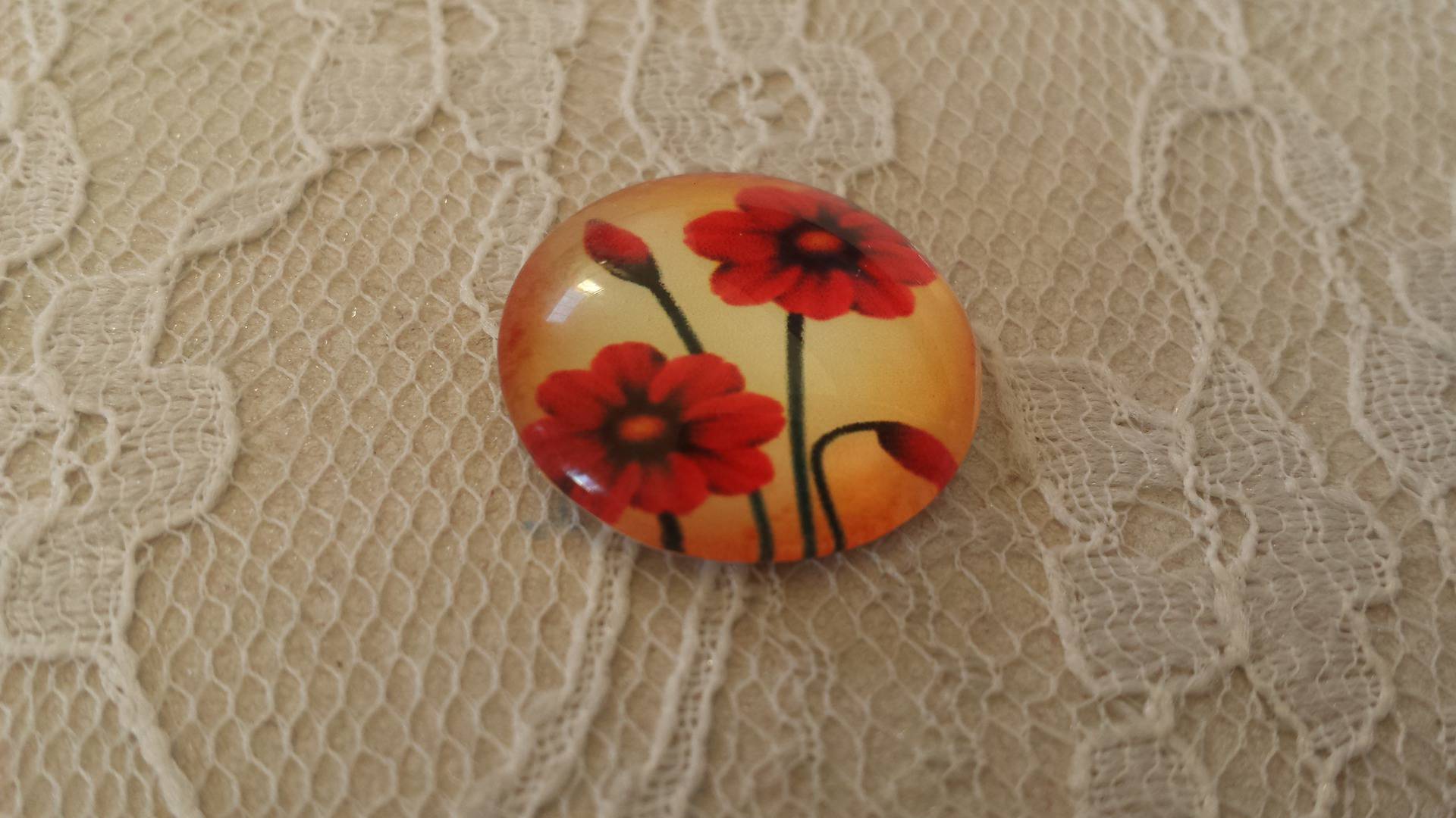 glas cabochon rund 20mm blomma 01-049 