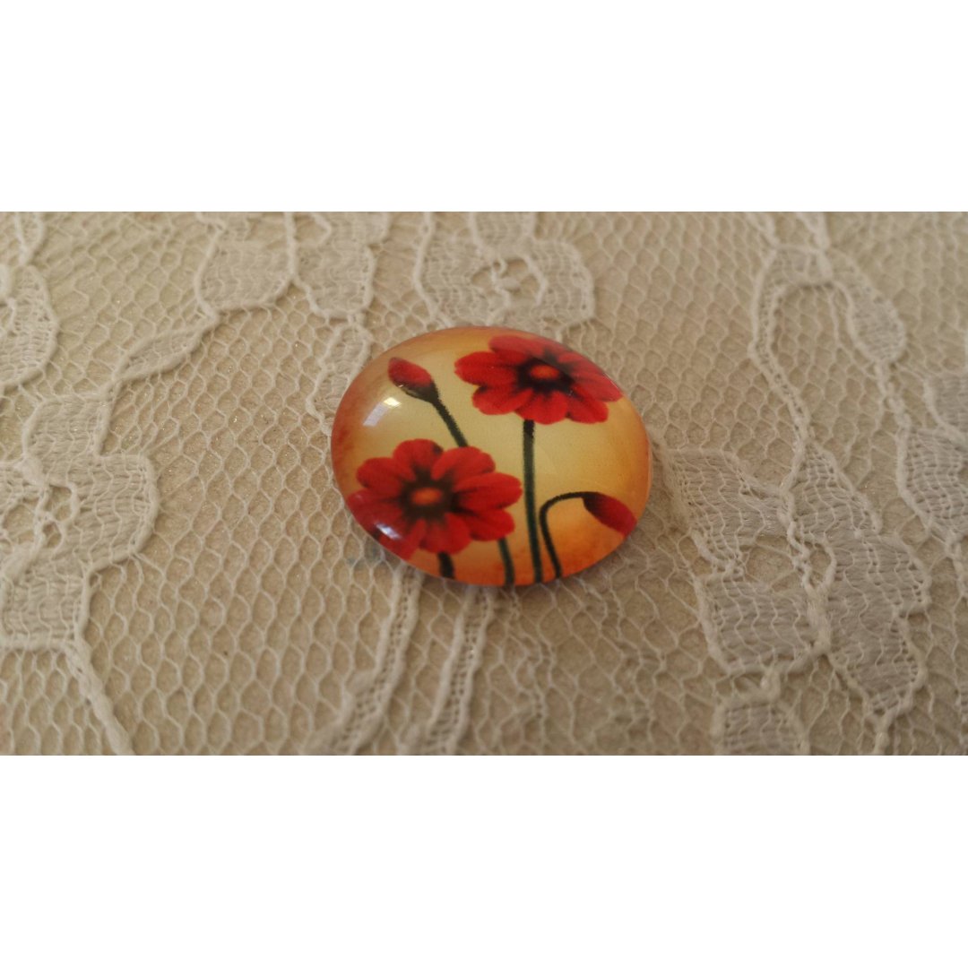 glas cabochon rund 20mm blomma 01-049 