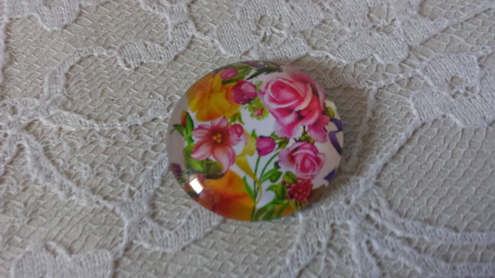 glas cabochon rund 20mm blomma 01-046 