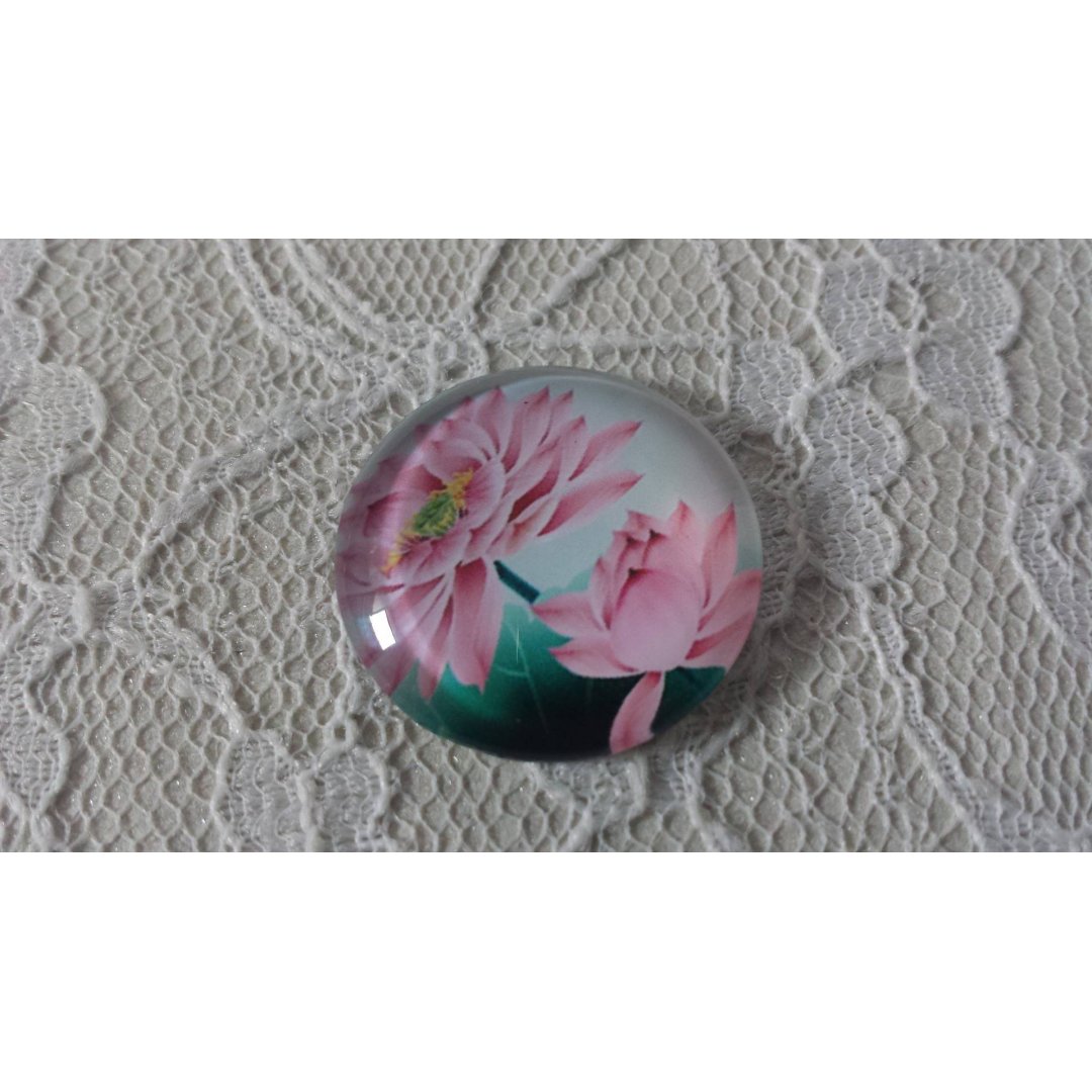 glas cabochon rund 20mm blomma 01-025 