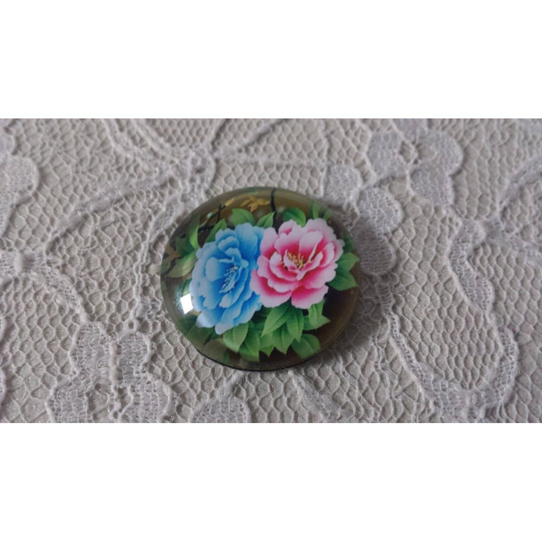 glas cabochon rund 20mm blomma 01-016 