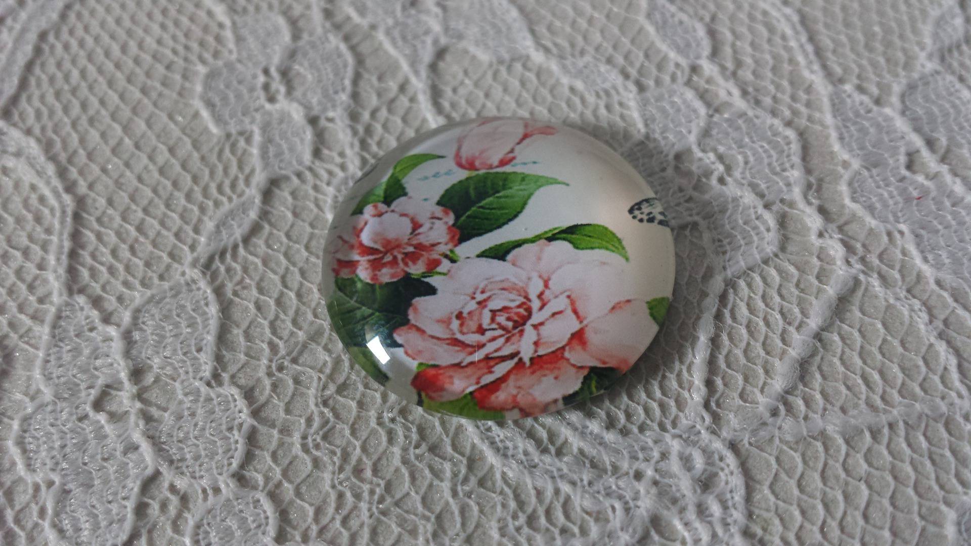 glas cabochon rund 20mm blomma 01-009 