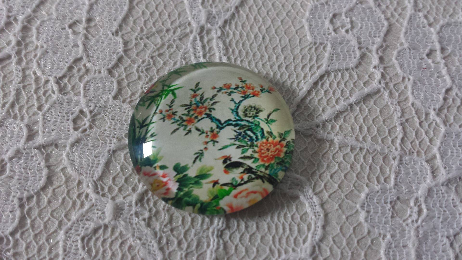 glas cabochon rund 20mm blomma 01-006 