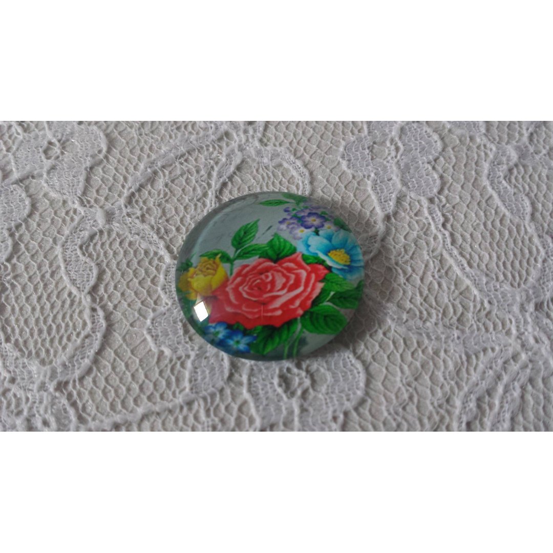 glas cabochon rund 20mm blomma 01-005 