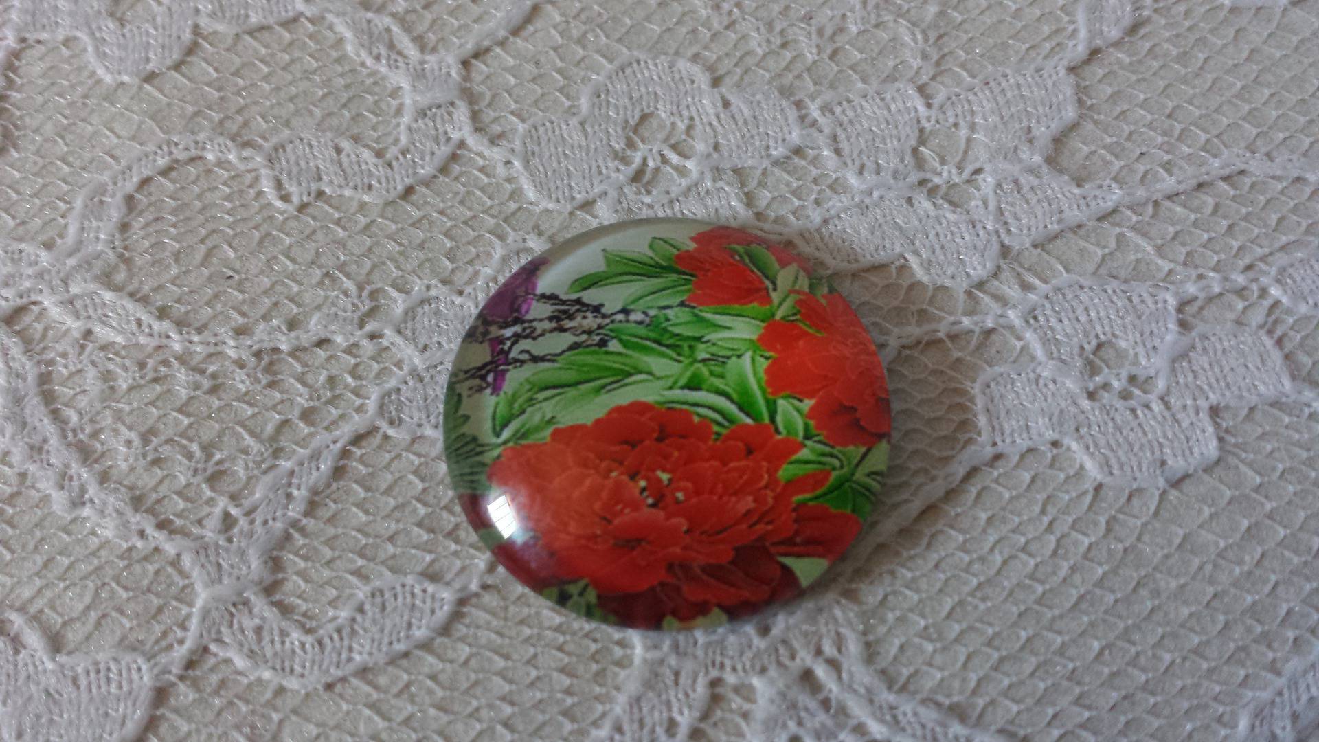 glas cabochon rund 25mm blomma 01-045 