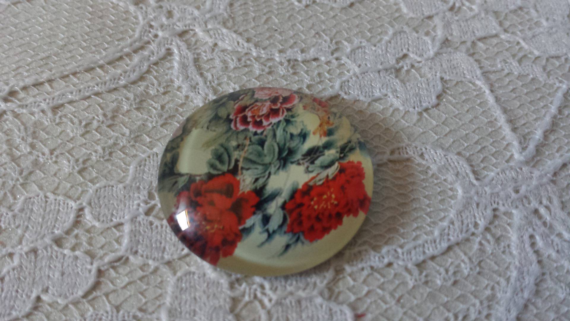 glas cabochon rund 25mm blomma 01-042 