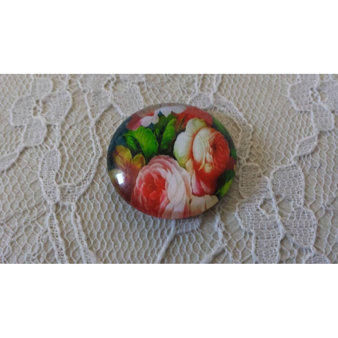 glas cabochon rund 25mm blomma 01-039 