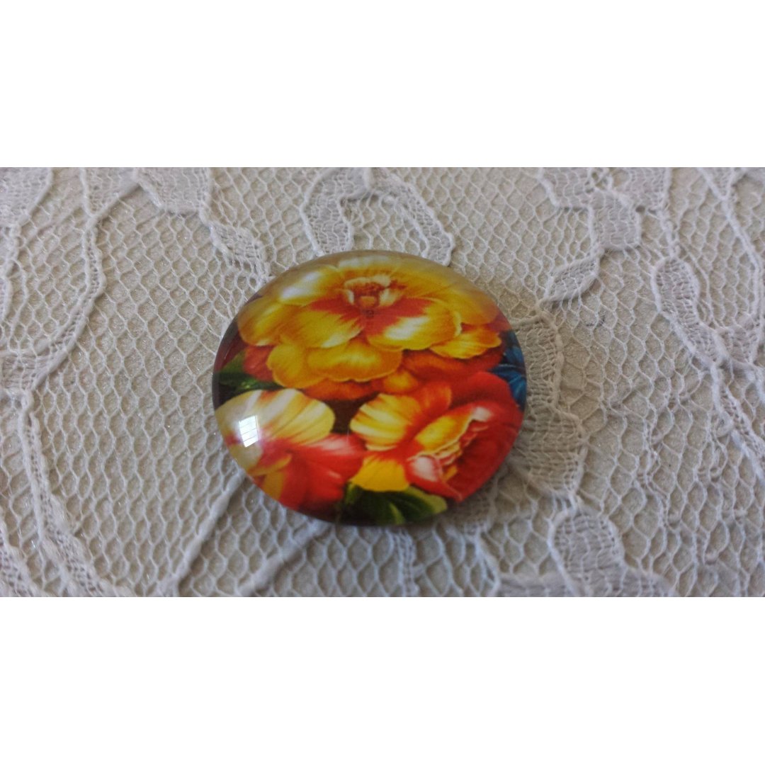 glas cabochon rund 25mm blomma 01-038 