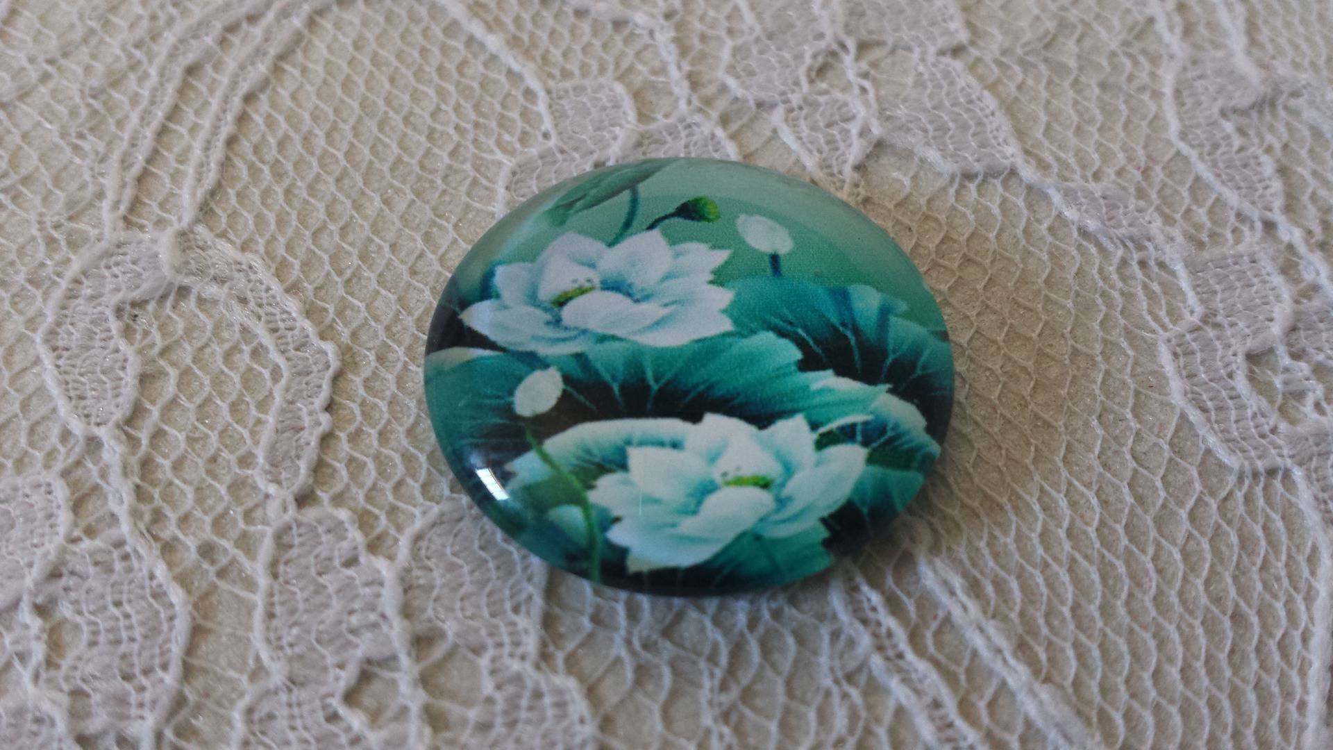 glas cabochon rund 25mm blomma 01-036 