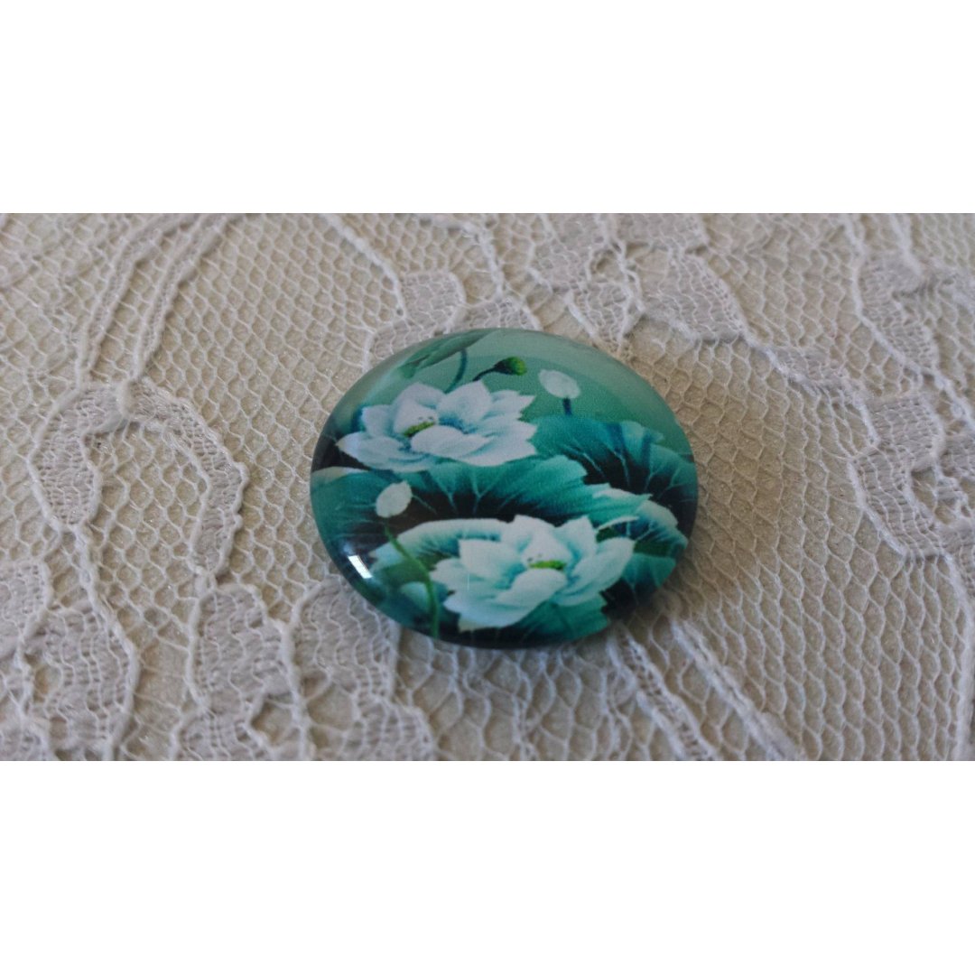 glas cabochon rund 25mm blomma 01-036 