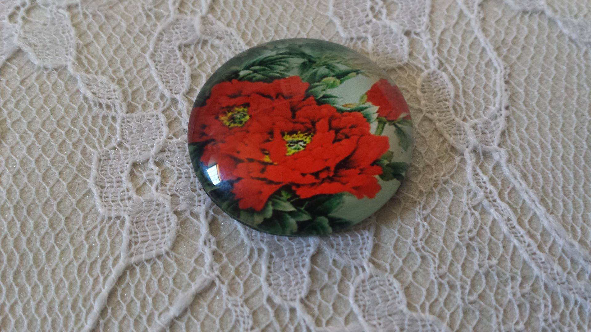 glas cabochon rund 25mm blomma 01-035 