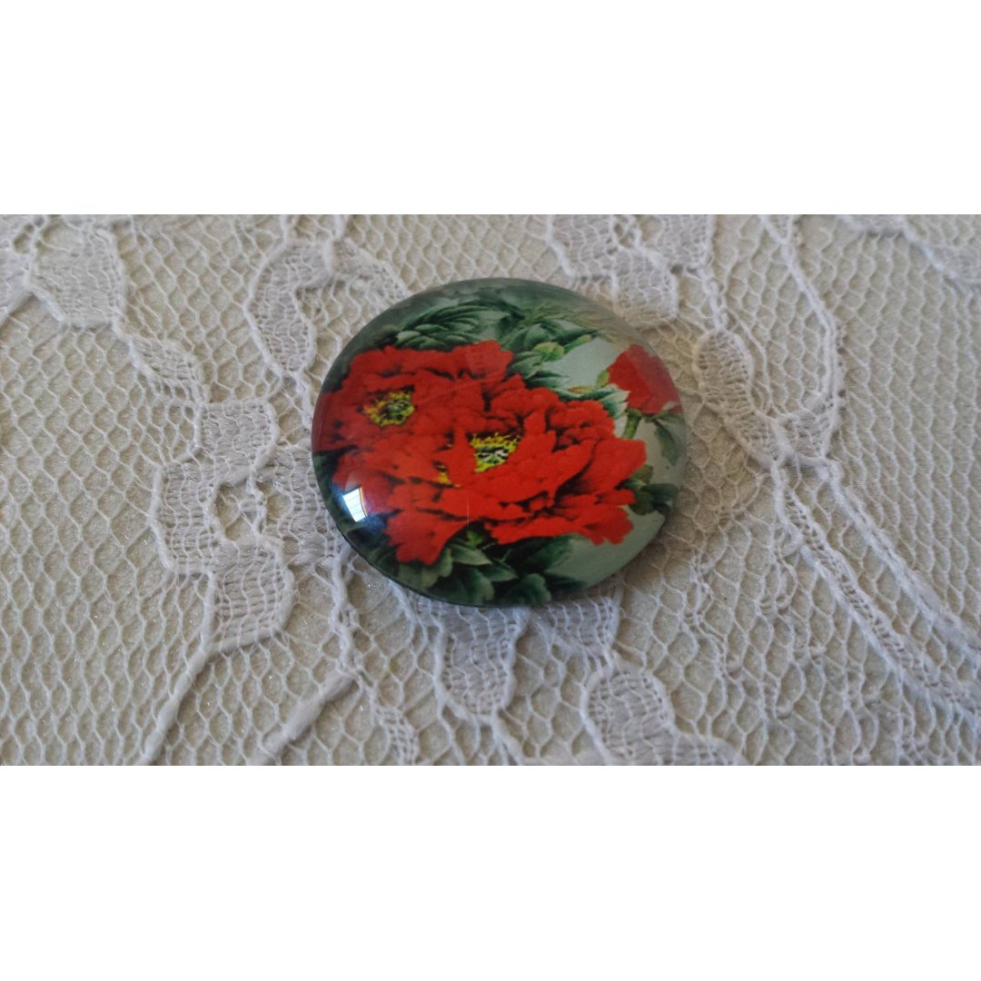glas cabochon rund 25mm blomma 01-035 