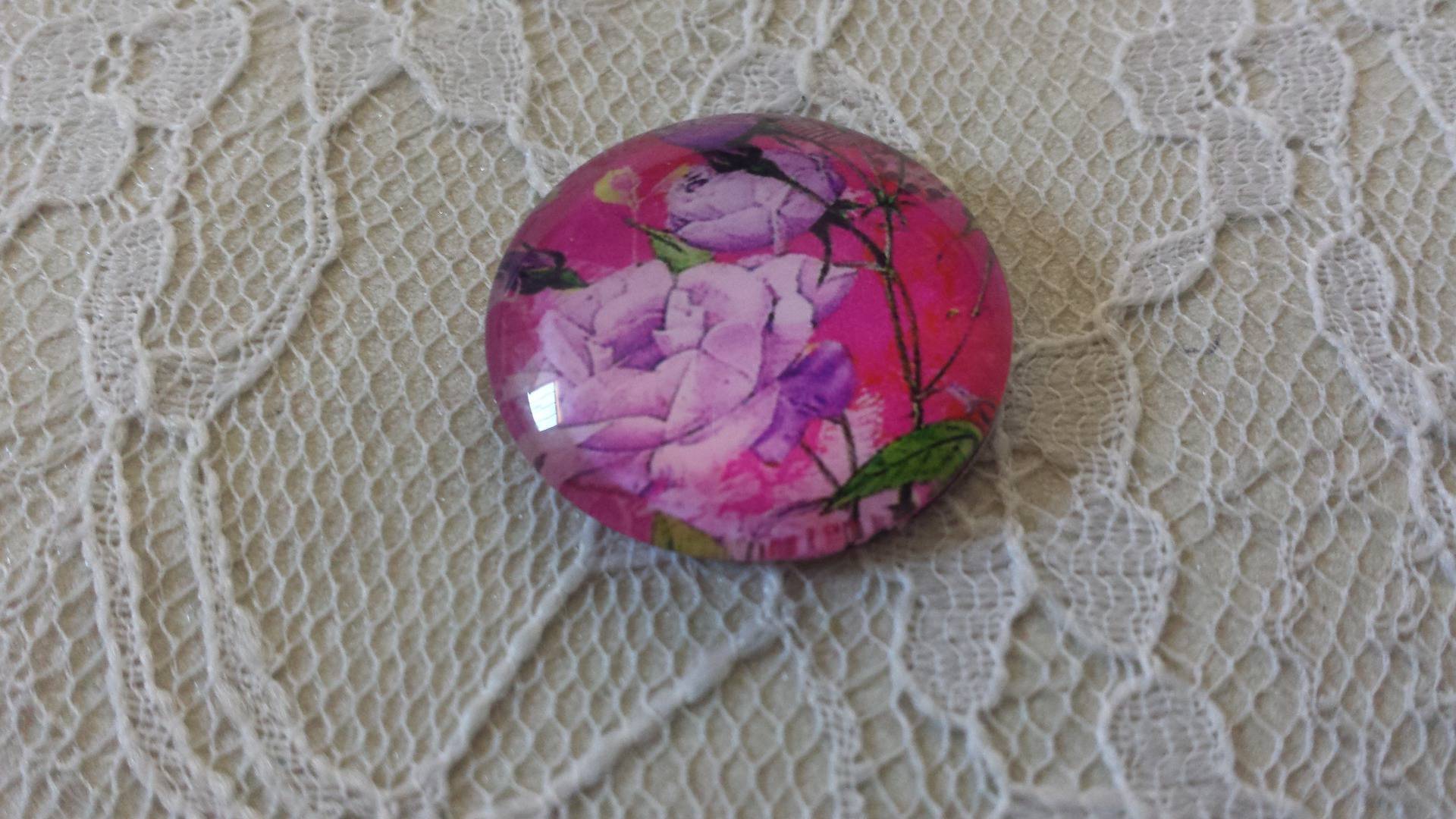glas cabochon rund 25mm blomma 01-034 