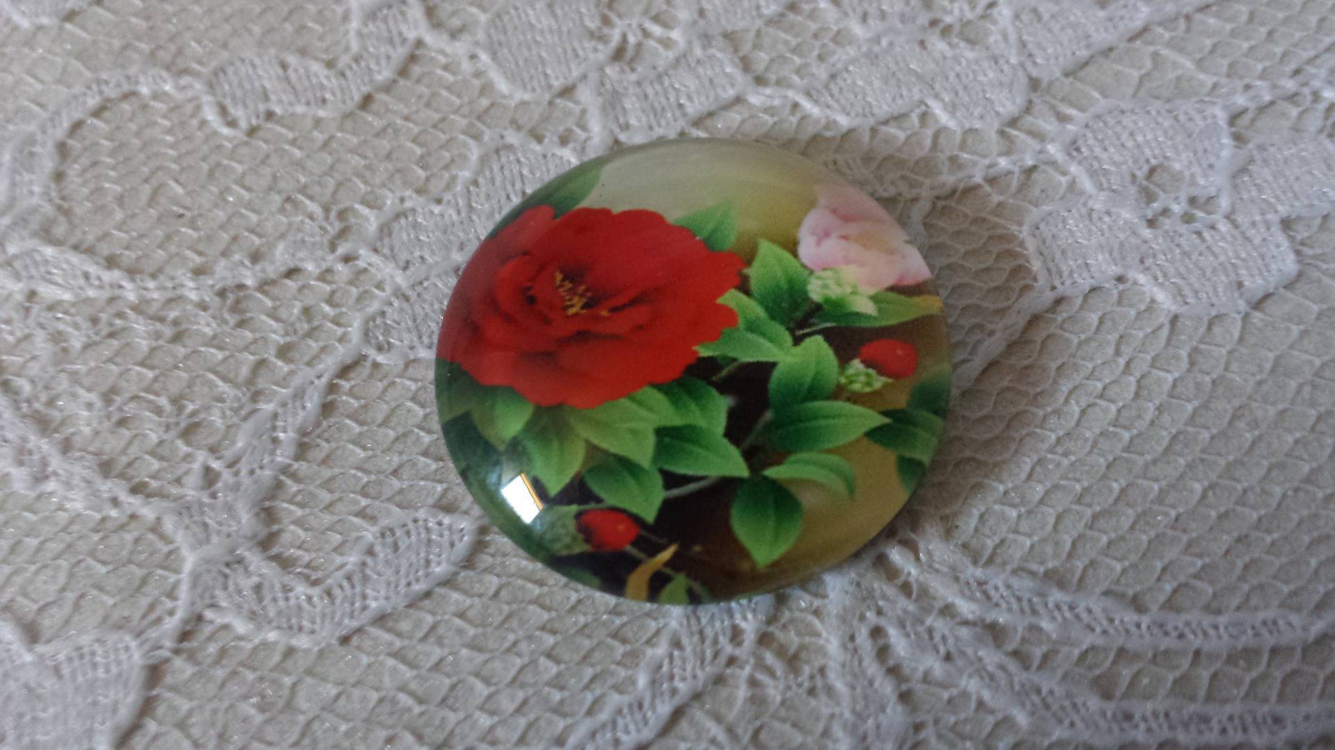 glas cabochon rund 25mm blomma 01-033 