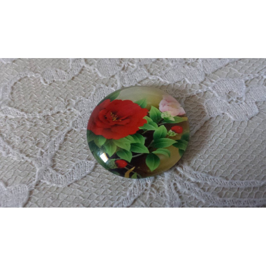 glas cabochon rund 25mm blomma 01-033 
