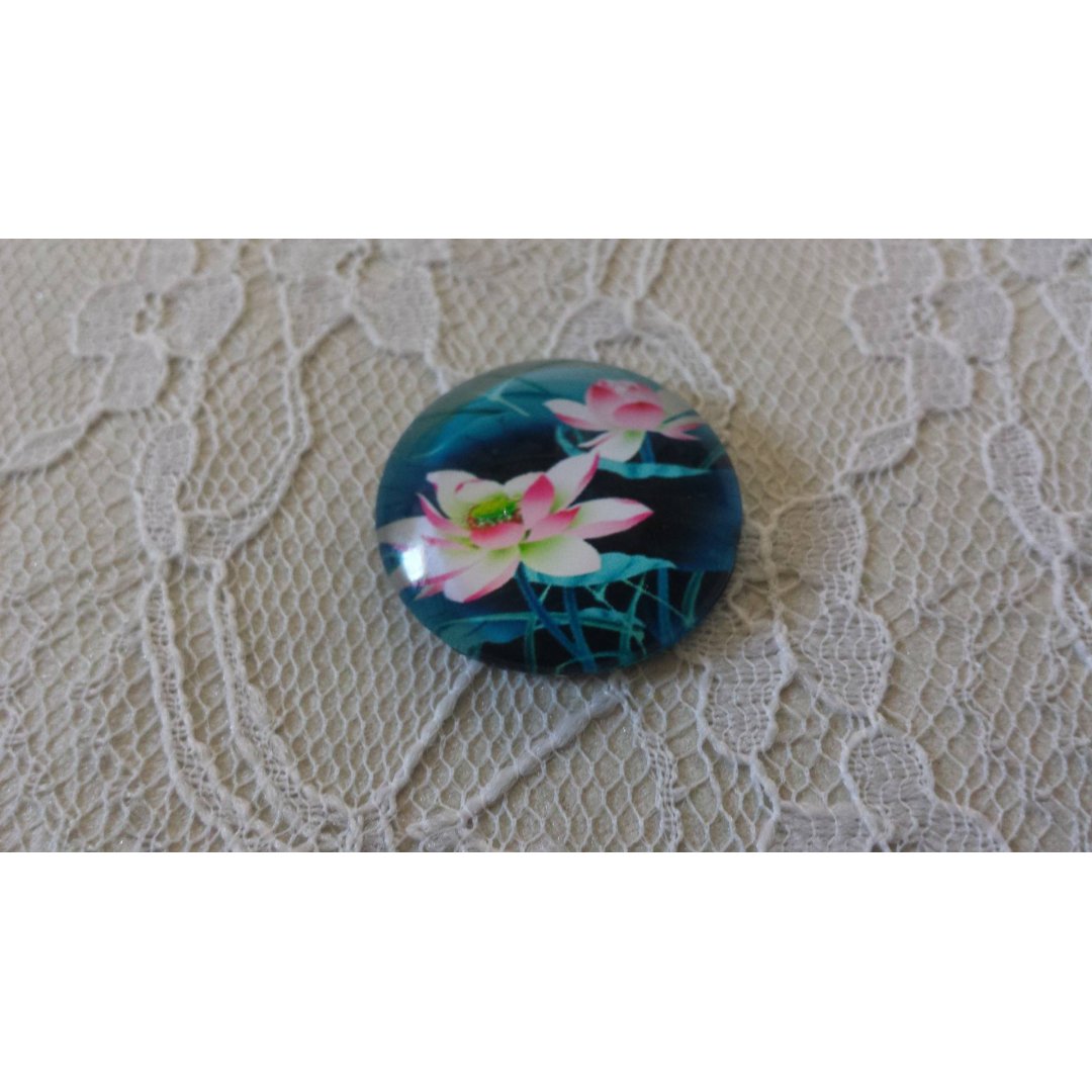 glas cabochon rund 25mm blomma 01-032 