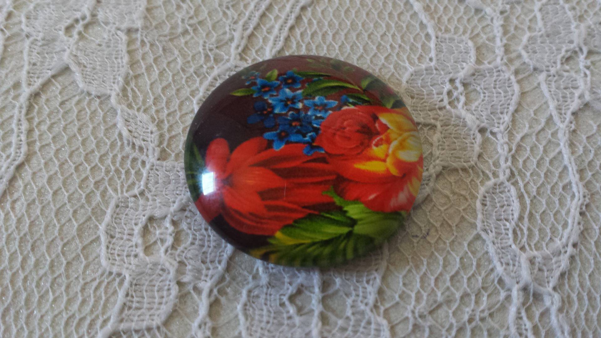 glas cabochon rund 25mm blomma 01-031 