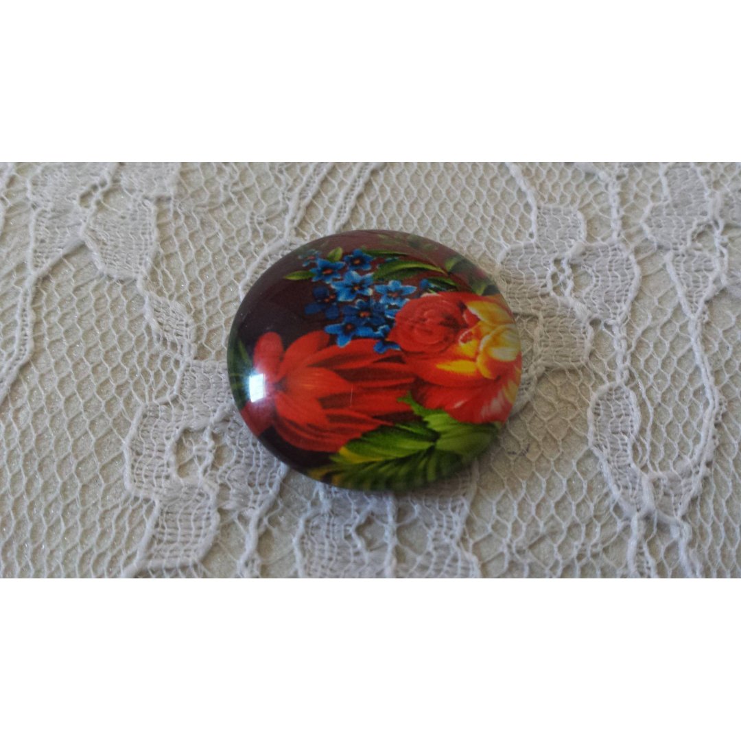 glas cabochon rund 25mm blomma 01-031 