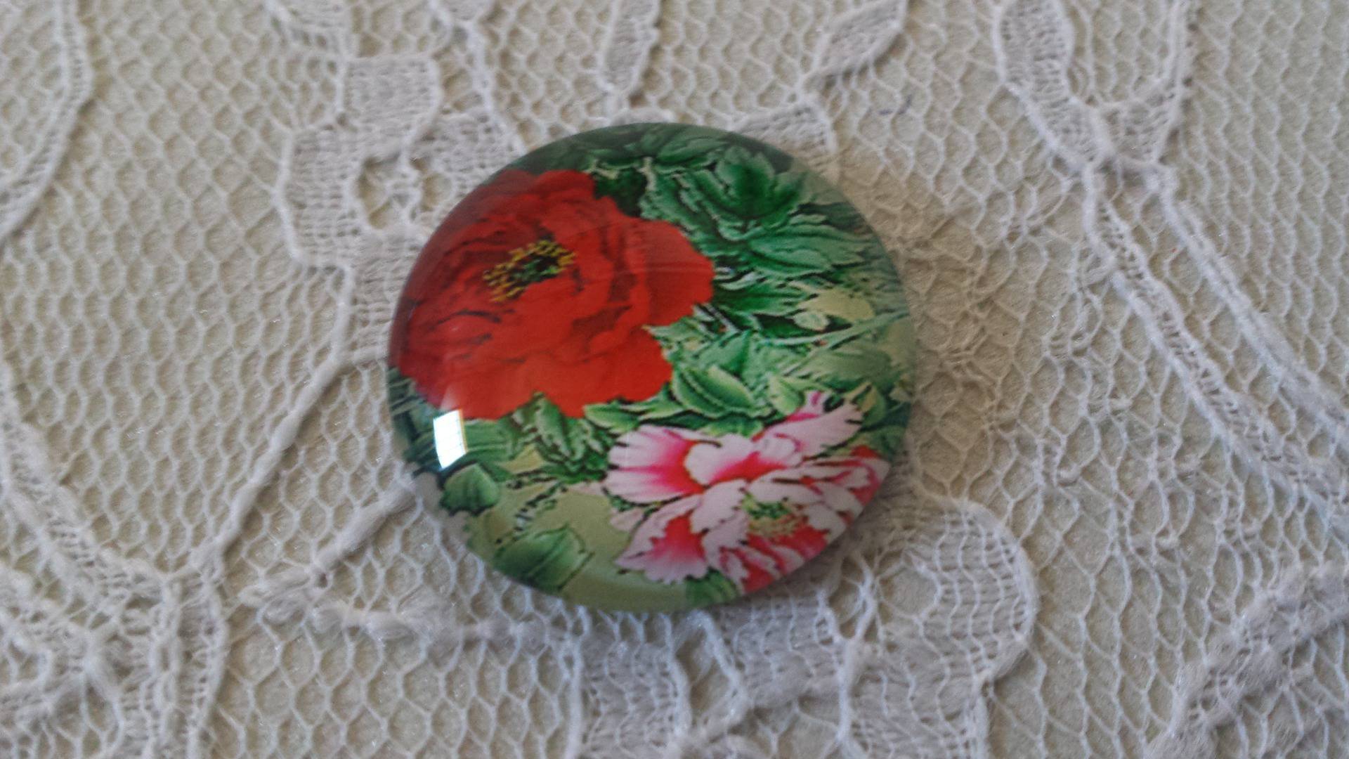 glas cabochon rund 25mm blomma 01-029 
