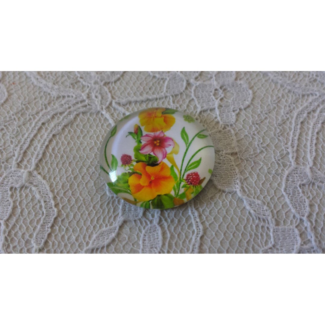glas cabochon rund 25mm blomma 01-028 