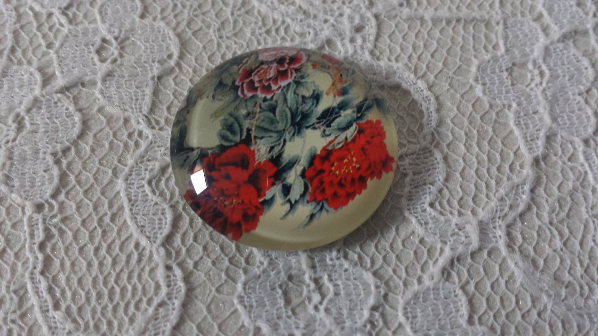 glas cabochon rund 25mm blomma 01-026 