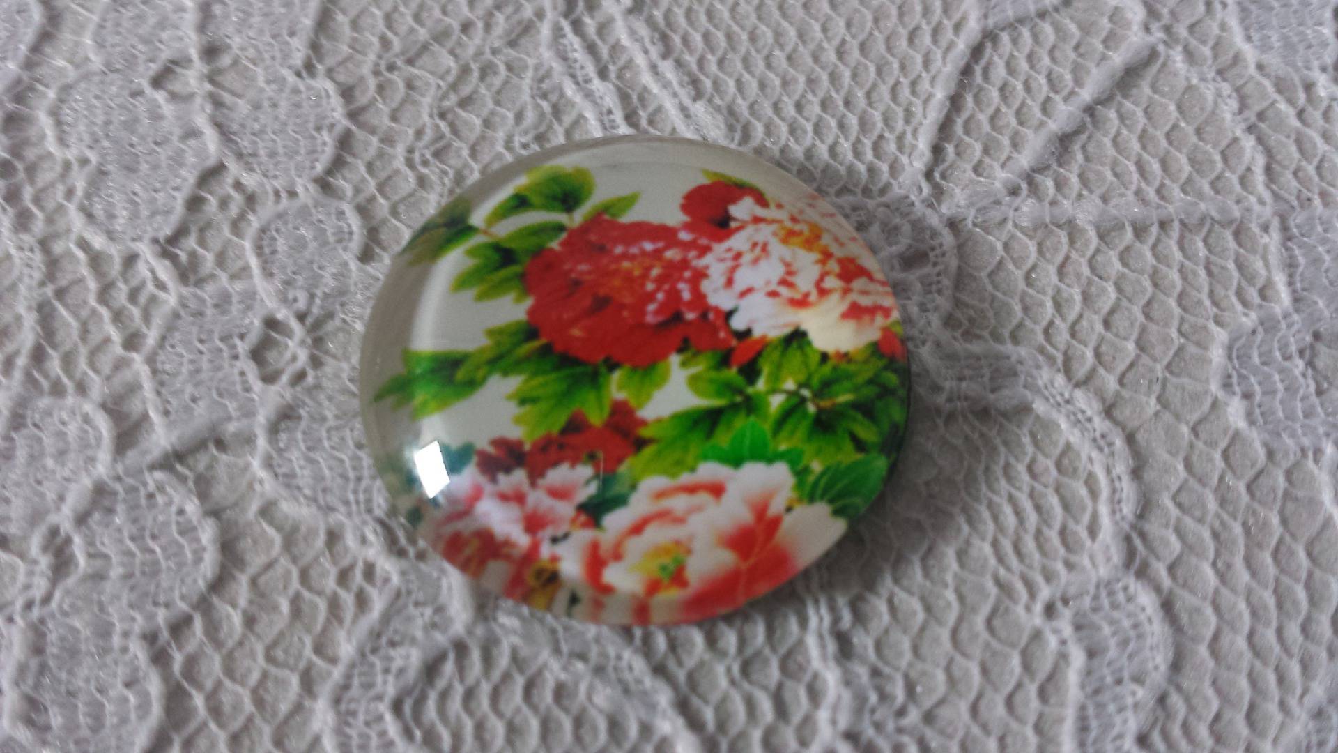 glas cabochon rund 25mm blomma 01-021 