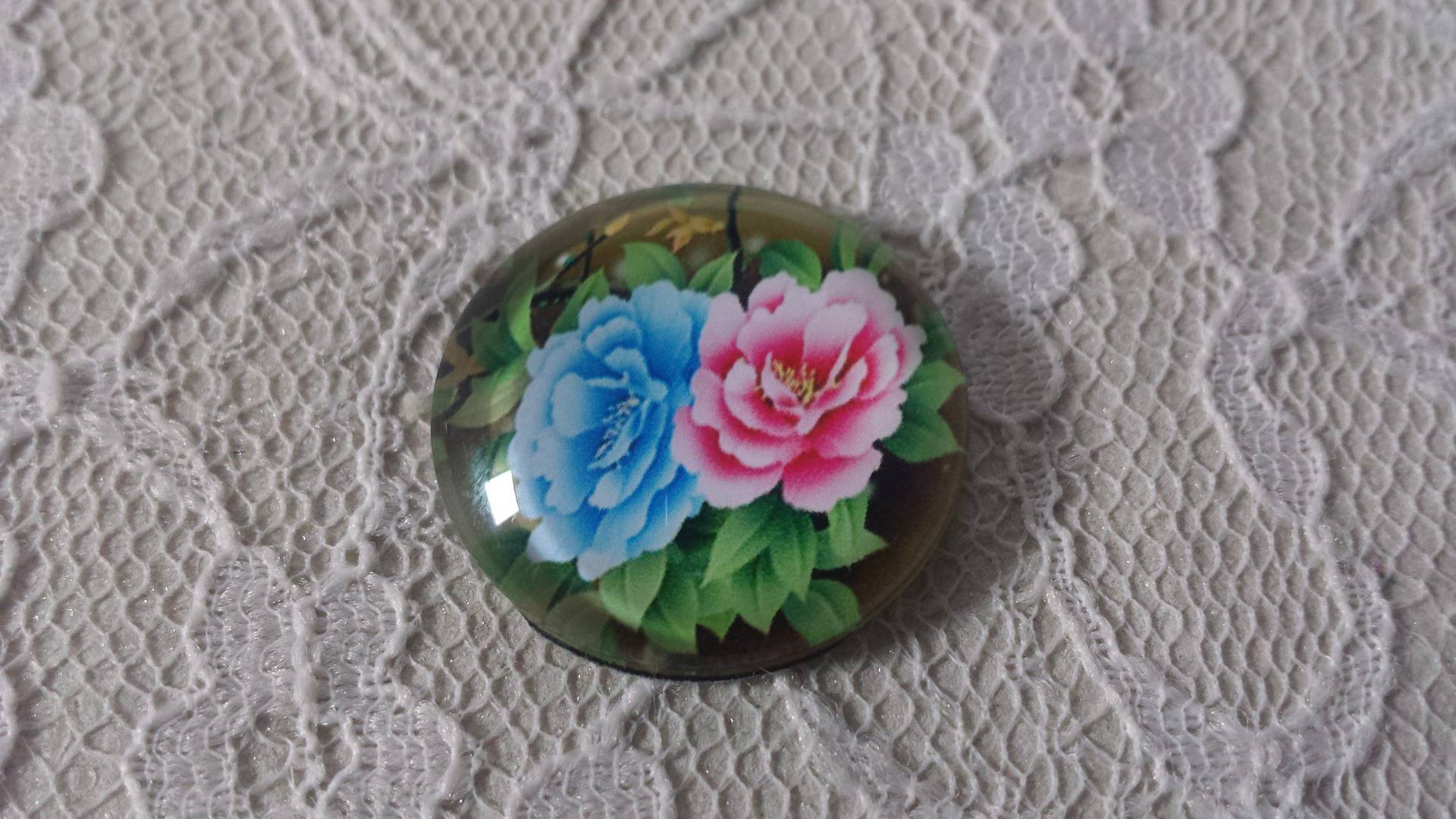glas cabochon rund 25mm blomma 01-016 