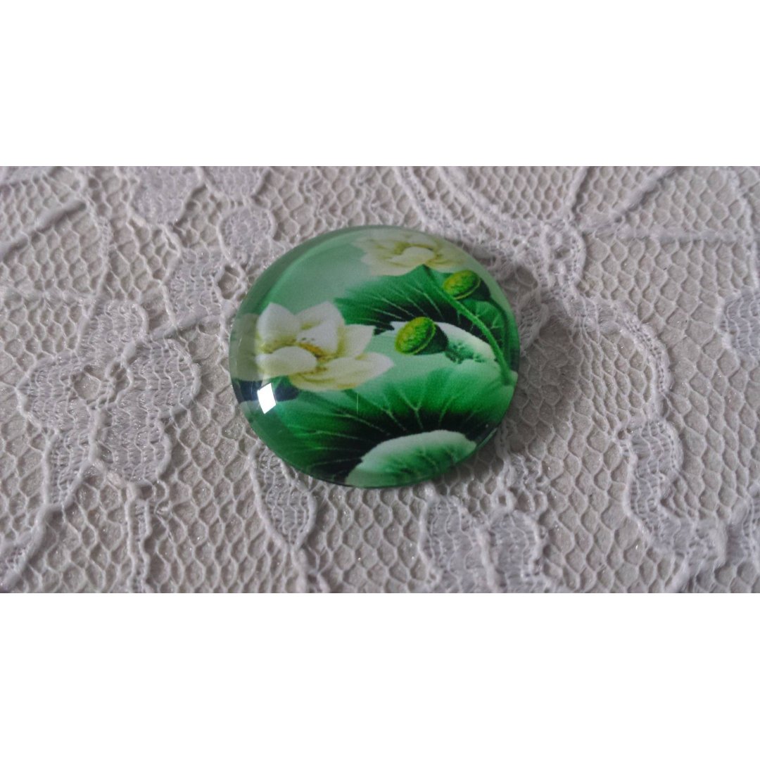 glas cabochon rund 25mm blomma 01-008 