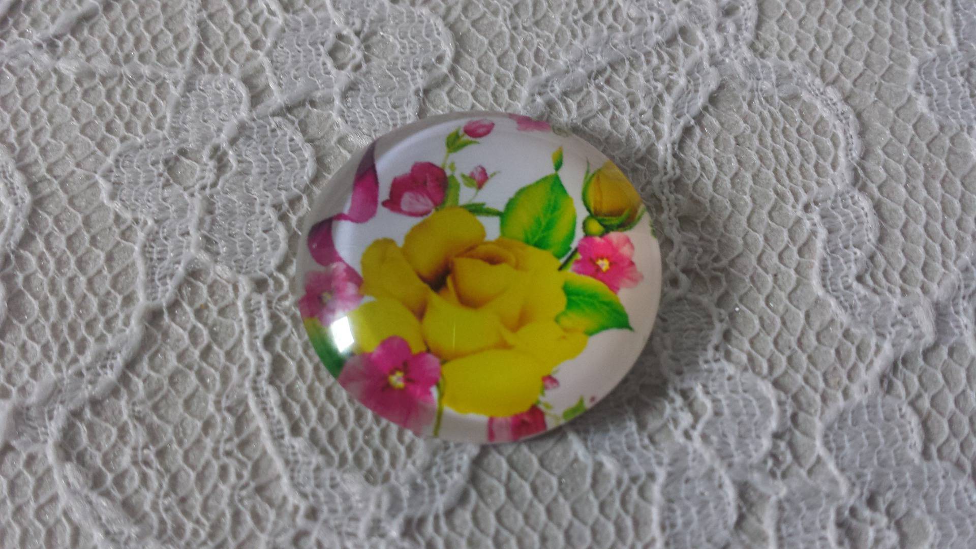 glas cabochon rund 25mm blomma 01-002 