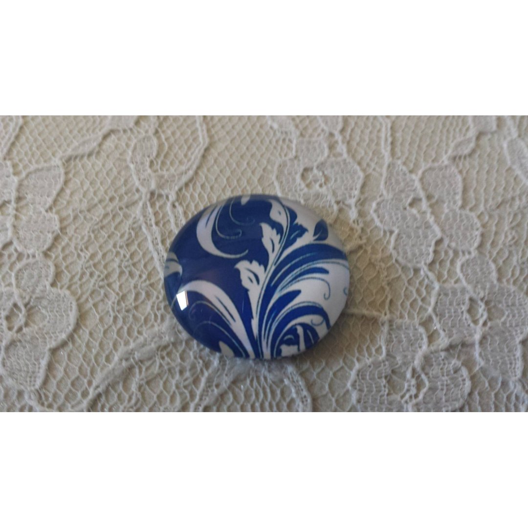 glas cabochon rund 25mm blomma 042 