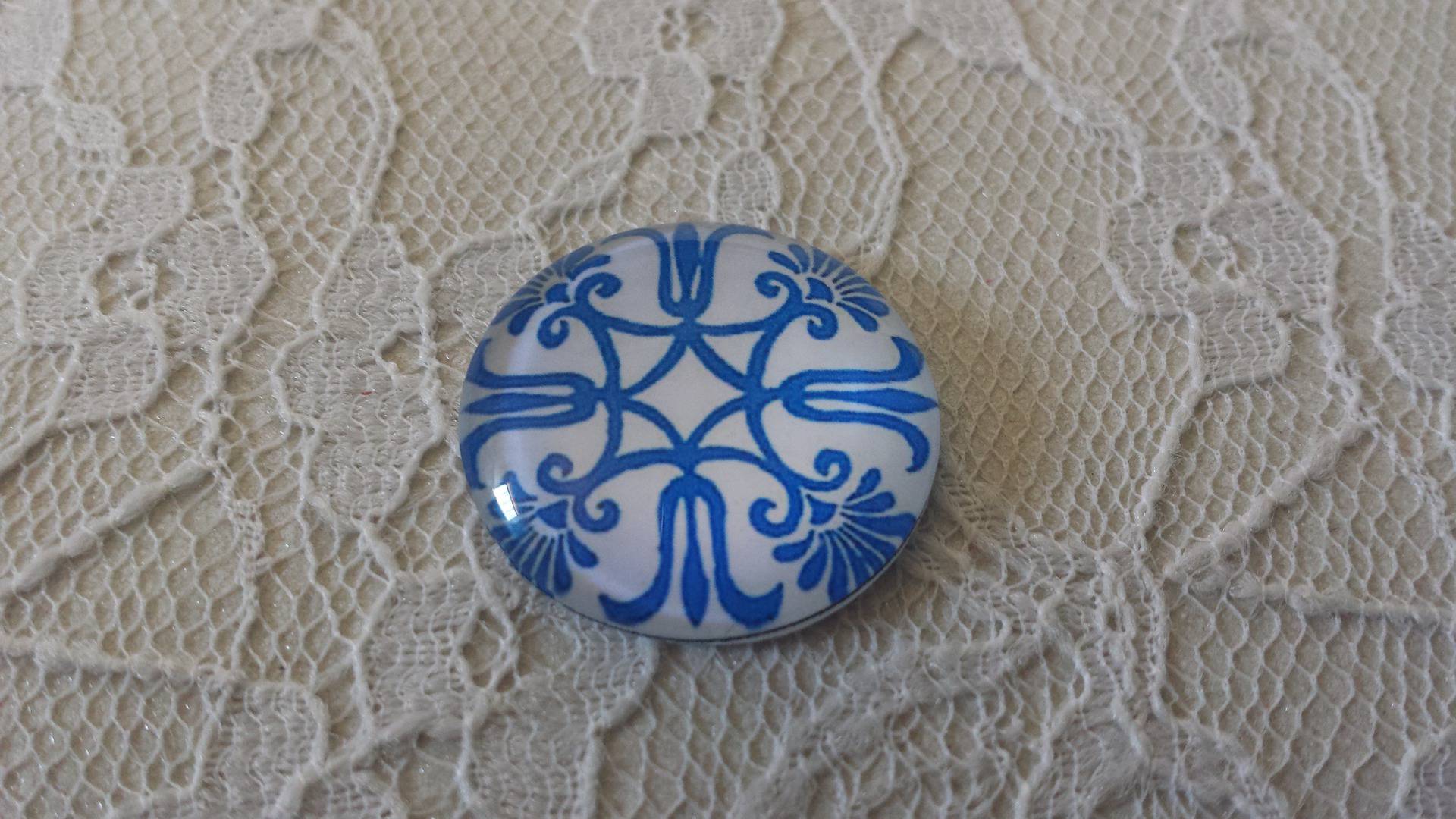 glas cabochon rund 25mm blomma 040 