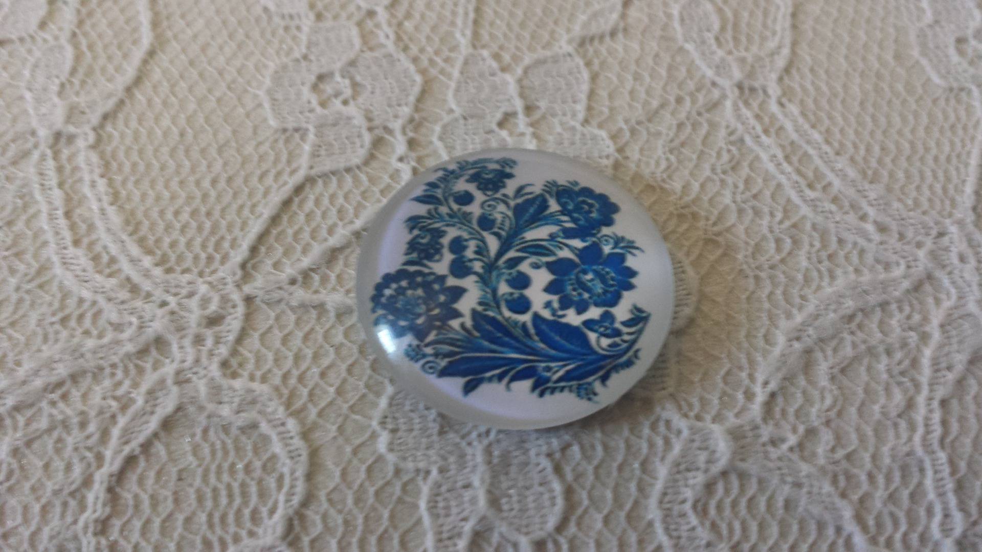 glas cabochon rund 25mm blomma 035 
