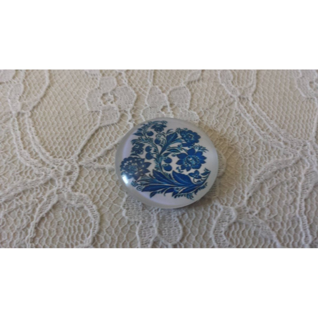 glas cabochon rund 25mm blomma 035 