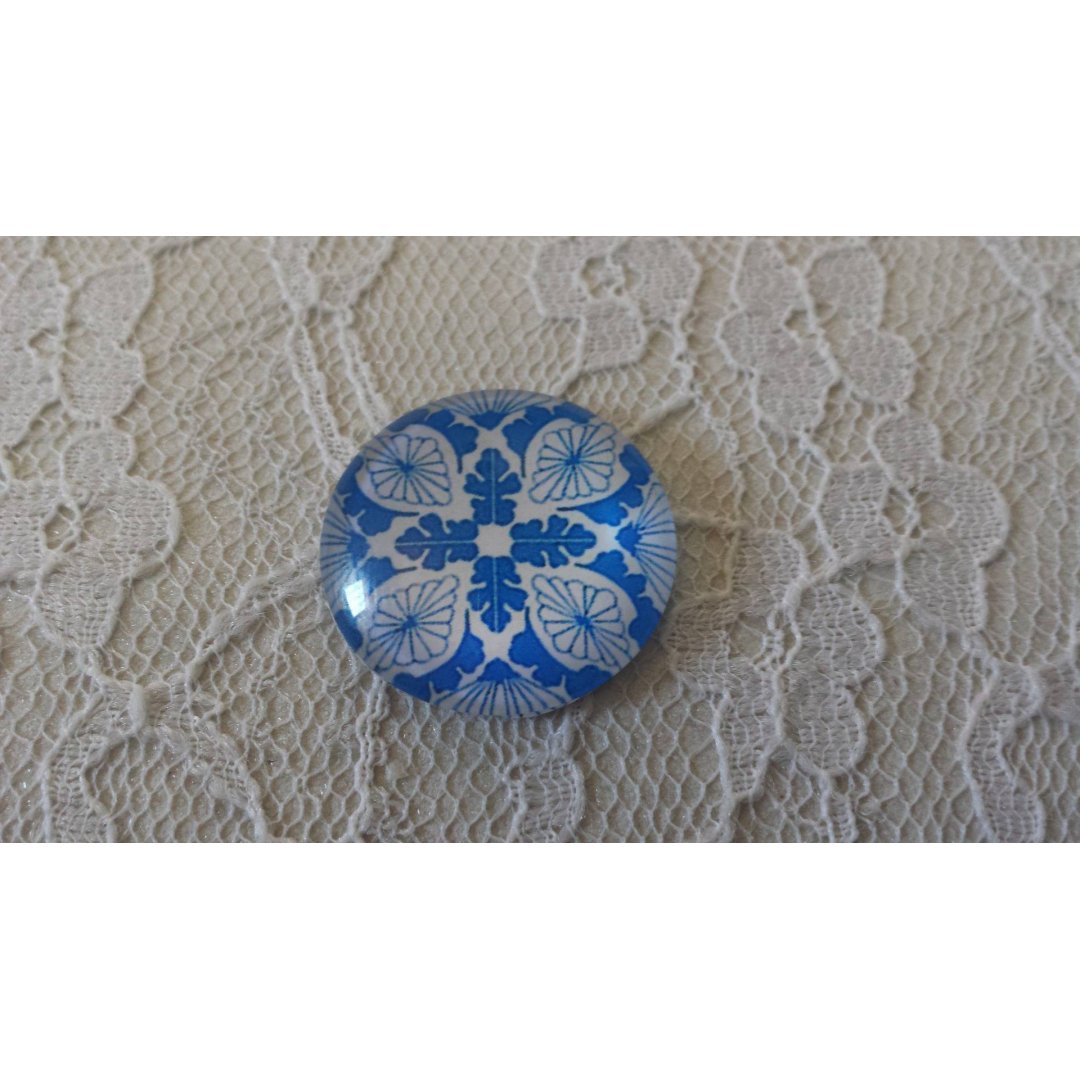glas cabochon rund 25mm blomma 034 
