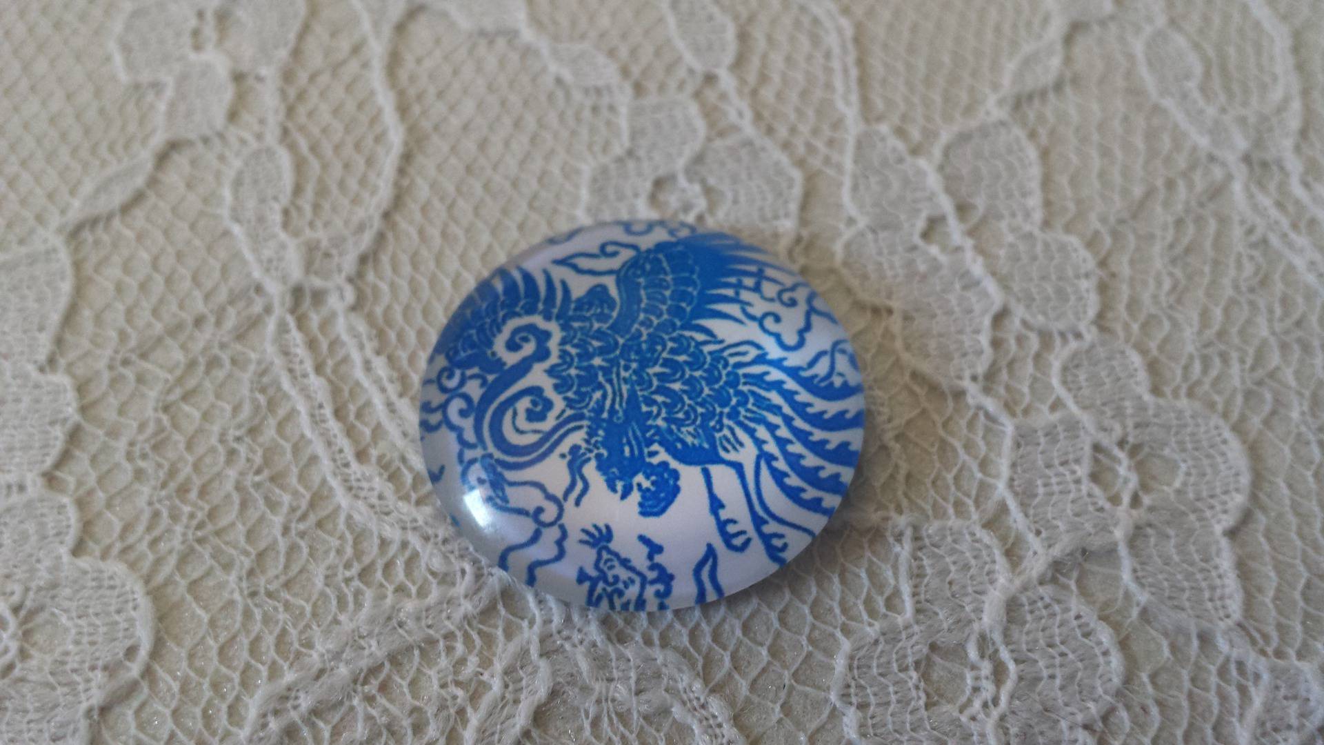 glas cabochon rund 25mm blomma 033 