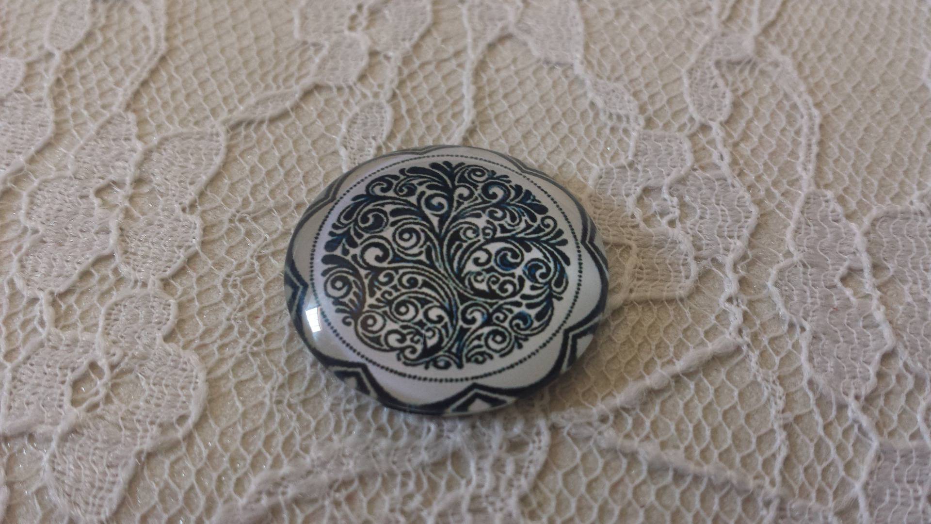 glas cabochon rund 25mm blomma 032 