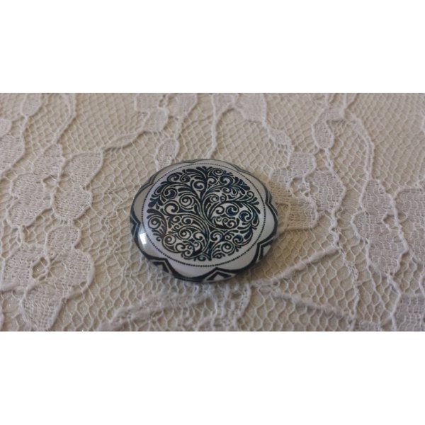 glas cabochon rund 25mm blomma 032 