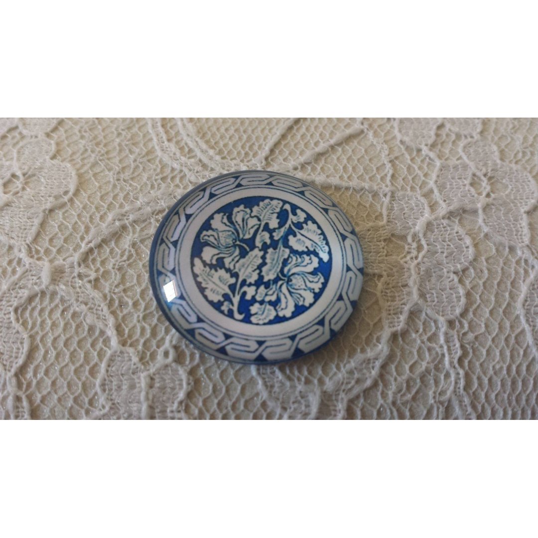 glas cabochon rund 25mm blomma 031 