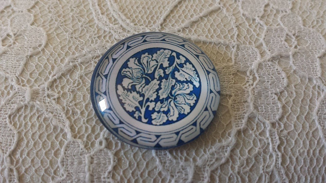 glas cabochon rund 25mm blomma 031 