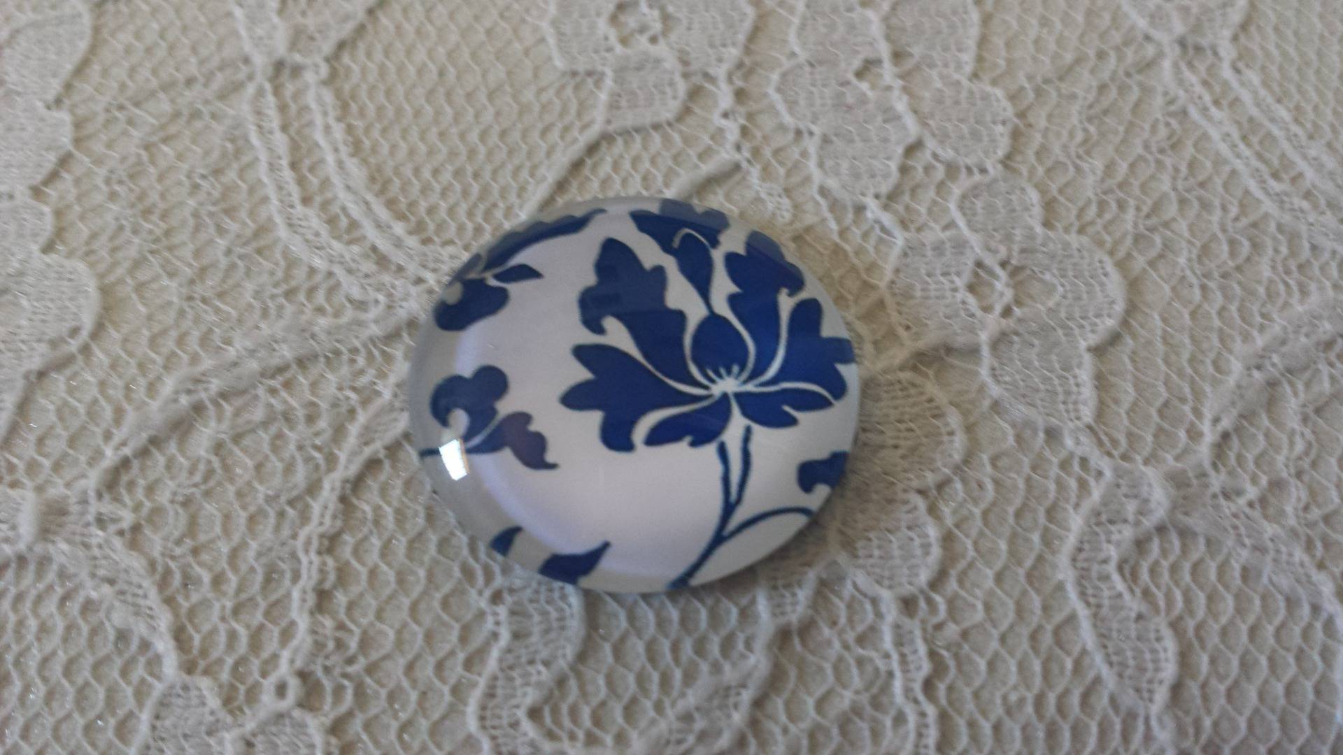 glas cabochon rund 25mm blomma 030 