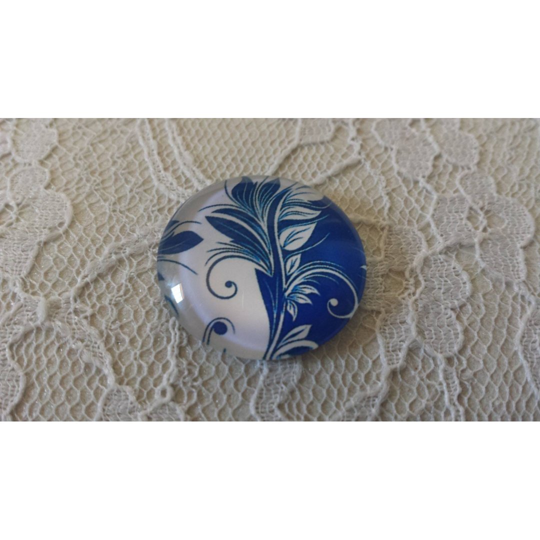 glas cabochon rund 25mm blomma 029 